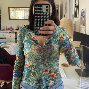 Vintage, collared, button down long sleeve top